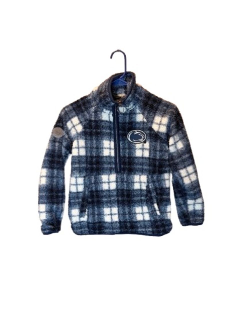 Colosseum Girls Navy/White Plaid Fleece Pullover - Medium - Penn State - Used